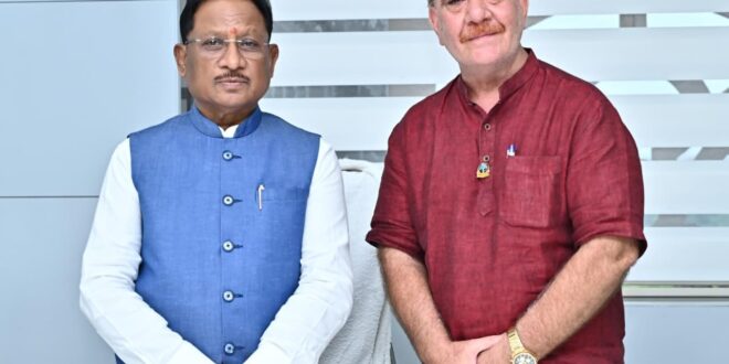 मुख्यमंत्री विष्णु देव साय से हार्टफुलनेस संस्थान के डायरेक्टर त्रिलोचन चावला ने की सौजन्य भेंट….